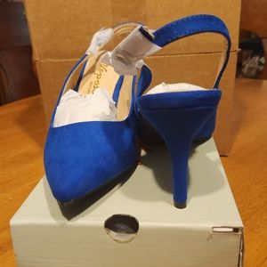 Vepose Womens Blue Suede Slingbacks Size 8